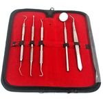 Dentist Tools by PRECISE CANADA - Set of Dental Hygiene KIT- Anti Fog Mirror, Tartar Scraper, Dental Pick, Dental Scaler, Dental Forceps with Zipper CASE - Dental Tools for Personal and PET