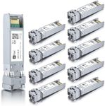 10 Pack 10G Single Mode SFP+ LC Module, 10GBase-LR Fiber Transceiver for Cisco SFP-10G-LR, Meraki MA-SFP-10GB-LR, Ubiquiti UniFi UF-SM-10G, Mikrotik, Netgear, D-Link and More (SMF,1310nm,10km,DDM)