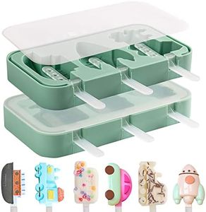 Chicrinum Silicone Popsicles Molds for Kids, Non-Stick 6 Pieces Food Grade Silicone Ice Pop Cream Mold, Stackable Popsicle Maker with Reusable Sticks