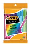 BIC Cristal Orginal Ballpoint Pen, Medium Point (1.0mm), With Tungsten Carbide Ball For Smooth Flow, Assorted Colours, 14-Count