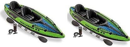 Intex Challenger K2 2-Person Inflatable Sporty Kayak + Oars And Pump (2 Pack)