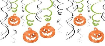 Amscan 670460 Pumpkins & Ghosts Swirl Hanging Decoration-12 Pcs