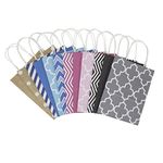 Hallmark 10" Medium Gift Bag Assortment, Pack of 12 in Kraft, Grey, Black, Pink, Blue - Solids and Patterns for Birthdays, Baby Showers, Bridal Showers or Any Occasion