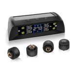 Avutrel TPMS Tyre Pressure Monitoring System, Solar/USB Charging, In-Cab Alerts, Temp Alerts, Auto on/off, for RV, Sedan, SUV, MPV, Motorhom etc, 4 External Sensors（0-72psi）
