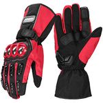 ILM Alloy Steel Motorcycle Riding Gloves Warm Waterproof Windproof for Winter Use (L, (Winter) Red)