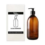 Fam Organic 500ml/17oz Amber Brown Glass Soap Dispenser Bottle with Black Plastic Pump - Refillable for Lotion, Shampoo, Conditioner, Body Wash, Hand Wash, Liquid Toiletries - BPA Free (1x 500ml)