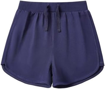 Kid Nation Girls Athletic Shorts Cotton Girls Running Shorts with Pockets Drawstring Kids Soccer Gym Workout Sports Active Shorts Navy 8-10 Years