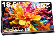 18.5 Inch Portable Monitor for Laptop, 120Hz FHD 1080P 100% sRGB Travel Monitor for Laptop, Portable Computer IPS Display w/VESA, External Monitor USB-C HDR HDMI Portable Screen w/Smart Cover &Speaker