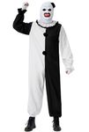 Men Horror Killer Costume Full Set Ugly Halloween Art Clown Outfit Adult Scary Clown Bodysuit Black and White L