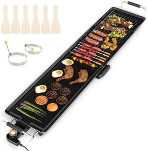 Costway 70/89/100cm Large Electric Griddle, Nonstick Countertop BBQ Grill with Adjustable Temperature, Thermostats and Drip Tray, Teppanyaki Grill for Indoor & Outdoor (100 cm)