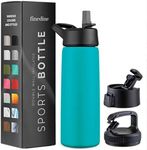 Triple Insulated Stainless Steel Water Bottle with Straw Lid - Flip Top Lid - Wide Mouth Cap (750 ML) Insulated Water Bottles, Keeps Hot and Cold - Great for Hiking & Biking (Cheery Turquoise)
