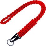 1 PC Heavy Duty Paracord Lanyard with Keychain Keyring, Sturdy Braided Cell Phone Lanyard for Outdoor Activities, Hiking, Camping (Red)