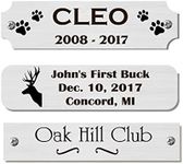 1" H x 4" W, Silver Finish Solid Copper Nameplate, Personalized Custom Laser Engraved Label Art Tag for Frames Notched Square or Round Corners Made to Order