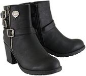 Milwaukee Leather MBL9405 Women's Short Black Boots with Side Zipper and Triple Buckle Adjustment - 8