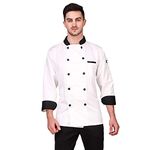 Kodenipr Club Men's And Women's White Chef Coat Black Contrast,PolyCotton,Size (Small(36))