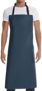 Homsolver Waterproof Rubber Vinyl Apron for Men with pockets, 39" Lightweight Chemical Resistant Industrial Work Apron, Adjustable Plastic Aprons for Dishwashing Butcher Dog Grooming Lab Fish