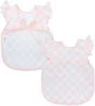 BapronBaby Pink Flutter Checkerboard Bapron - No Neck Tie Safer Bib for Baby & Toddler - Soft Waterproof Stain Resistant - Machine Washable - Sz Preschool 3-5yrs