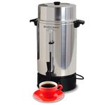 West Bend 33600 Highly Polished Aluminum Commercial Coffee Urn Features Automatic Temperature Control Large Capacity with Quick Brewing Smooth Prep and Easy Clean Up, 100-Cup, Silver