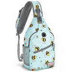 ZOMAKE Sling Bag,Small Crossbody Sling Backpack,Water Resistant Shoulder Bag Anti Thief Daypack(Bee Blue)