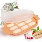 haakaa Silicone Baby Food Freezer Tray-Candy Shape,Breastmilk Freezer Tray with Lid,Baby Sausage Mold,Food Storage Container for Homemade Baby Food,with lid,9 Compartment,Orange