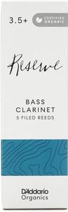 Rico D’Addario Organic Reserve Bass Clarinet Reeds - Filed, Strength 3.5+, 5-Pack