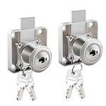 KiKiHong 2 Pack Drawer Lock, Furniture Lock, Cupboard Lock, Cylinder Cam Security Lock for Cupboard Drawer, with Keys-Zinc Alloy