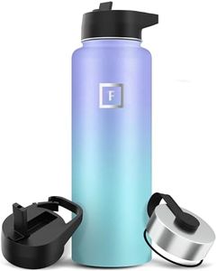 IRON °FLASK Bouteille d'eau en métal avec couvercle à paille – 3 couvercles de 1,2 L – Isolation sous vide étanche en acier inoxydable – Pour sport, gym, camping, randonnée, hydratation, école pour
