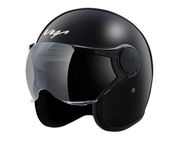 Vega Jet ISI DOT Certified Gloss Finish Open Face Helmet for Men and Women with Clear Visor(Black, Size:L)