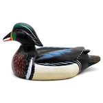 CVHOMEDECO. Primitives Hand Engraving and Painted Wood Wild Duck Farmhouse Figurine Mallard Decorative Accent, 12 Inch