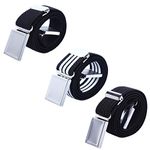 AWAYTR 3 PCS Kids Adjustable Magnetic Belts - Easy to Use Magnetic Buckle Belt for Boys and Girls, Black Ripple/Black/Black&white Stripe, One Size