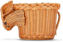 Prosumers Choice Rabbit Shaped Open Storage Bin - Woven Wicker Basket, Safari Bins Nursery Décor - Creative Organizer for Home - Decorative Serving Basket - 12x6 inches (Light Brown)