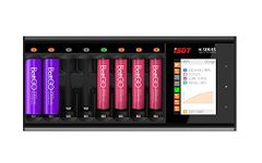 ISDT N8 8 Slot Rapid Charger, 18W Smart LCD Colour Screen Charger, AA/AAA Charger with Charge Cycle, Discharge, Analyse, Charger for Li-lon LiHv Ni-MH Ni-Cd LiFePO4 Rechargeable Batteries