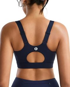 RUNNING GIRL Sports Bras for Women High Support, Adjustable Straps High Impact Molded Cup Sports Bra with Sewn in Pads(WX3115Navy Blue,XXL)