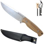 Mastiff Gears® 440C Stainless Steel Outdoor Survival Knife - Full Tang Bushcraft Camping Knife, Durable & Practical Design, High-Performance Edged Tool for Harsh Environments, Cost-Effective & Functional Outdoor Survival Gear (Ash Wood)