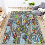 Capslpad Car Play Mat 100x160cm Non-Slip Kids Rug City Town Map Interactive Play Carpet Machine Washable Creative Educational Boy Girl Play Mat for Teenager Room Nursery Playroom Decor, Pastel Blue