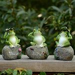 SevenMye 3 Pack Frog Garden Statues Animals Sculptures Resin Frog Ornament Frog Garden Ornaments Outdoor Frogs Decoration Sculpture Frog Figurine for Patio Lawn Yard Décor