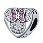 HAEPIAR Minnie Love Beads S925 Silver Charm for Bracelet Necklace Sterling Silver Dangles for Women Girls