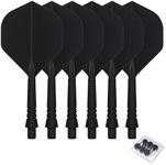 CyeeLife 6pcs 2BA Moulded Dart Flights and Shafts,One Piece Accessory CF02 Black