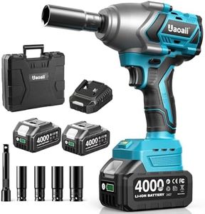 Uaoaii 1/2 Impact Wrench 900Ft-lbs(1200Nm), 1/2 Impact Gun & 2x 21V 4.0Ah Batteries, Fast Charger, 4 Sockets & Storage Box, 1/2 Drive High Torque Impact Drill for Lug Nuts, Cars, Tires