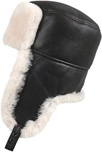 Zavelio Men's Shearling Sheepskin Trapper Russian Hat XX-Large Brown Beige
