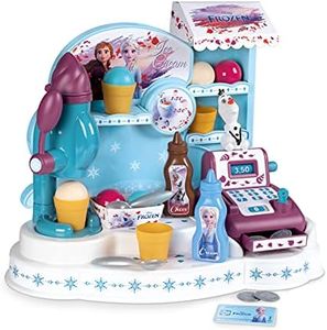 Smoby - La Reine des Neiges - Marchande de Glaces - Caisse Enregistreuse pour Enfant - 22 Accessoires + 1 Figurine Olaf - 350404 Bleu