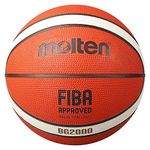 Molten BG2000 Premium Rubber Basketball, FIBA Approved, Indoor/Outdoor Play, Orange/Ivory, Size 7, Suitable For Boys age 14 & Adult