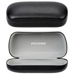 molshine Hard Shell Sunglasses Case, Classic Large Glasses Case for Sunglass, Eyeglasses with Cleaning Cloth (Black)