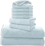 Cosy Family Microfiber 8-Piece Towel Set, 2 Bath Towels, 2 Hand Towels, and 4 Wash Cloths, Ultra Soft Highly Absorbent Towels for Bathroom, Gym, Hotel, Beach and Spa (Light Teal)