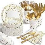 175PCS White and Gold Party Supplie