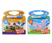 Asera Paw Patrol and Pig Theme Reusable Magic Water Painting Book Magic Doodle Pen Kids Coloring Doodle Drawing Board Games Child Educational Toy Magic Book Water Painting for Kids (2 Pcs)