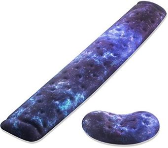 BRILA Memory Foam Mouse & Keyboard Wrist Rest Support Pad Cushion Set for Computer, Laptop, Office Work, PC Gaming - Massage Holes Design - Easy Typing Wrist Pain Relief (Nebula)