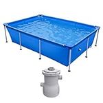 JLeisure Above Ground Rectangular Steel Frame Swimming Pool, 8.5 x 6 Ft Bundle w/ JLeisure Clean Plus 300 GPH Above Ground Pool Filter Cartridge Pump