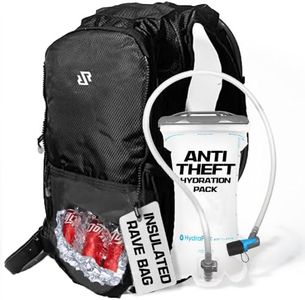 RAVERUNNER® Anti-Theft Hydration Backpack | Festival Approved Rave Backpack for Concert Goers, Leak-Free Festival Water Backpack for EDC, Rave Hydration Pack (Black)
