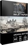 Marrutt 230gsm Archival Matt Double Sided Inkjet Photo Paper: A3-25 Sheets